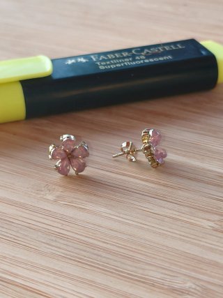 Pendientes Flor Rosa y Dorados