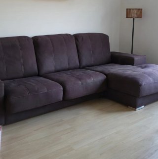 Sofá chaise longue marrón 3 plazas