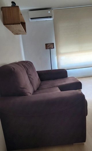 Sofá chaise longue marrón 3 plazas