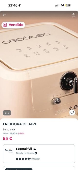 Cecotec Freidora de Aire Beige