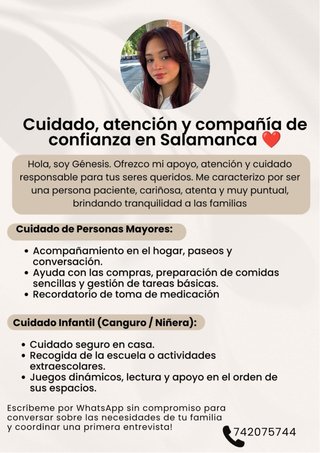 Cuidado de personas mayores y canguro/ niñera
