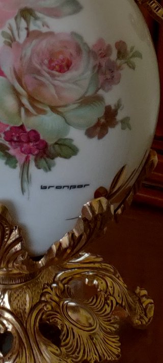 Jarrón Bronce y Porcelana Dorado
