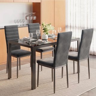 4 Sillas Comedor Tapizadas Gris