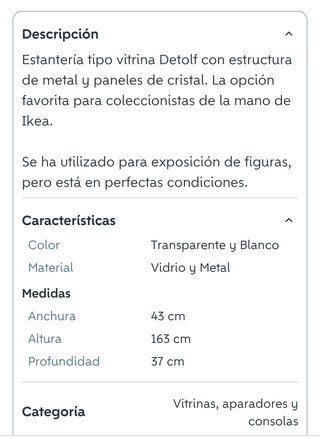 Vitrina blanca Detolf Ikea descatalogada + estante