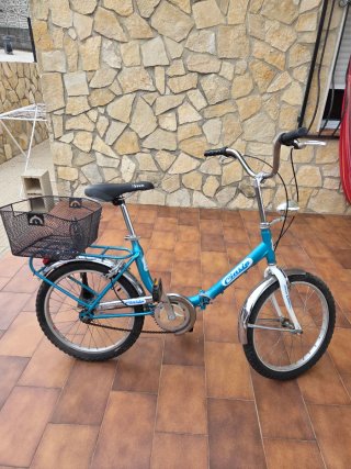 Bicicleta Plegable Azul con Cesta