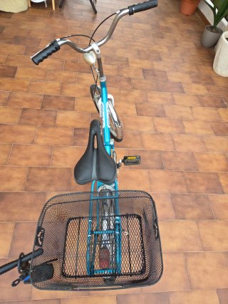 Bicicleta Plegable Azul con Cesta