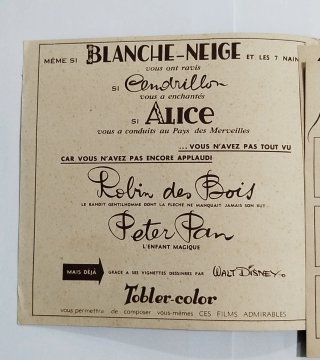 AÑOS 50 ALBUM CHOCOLATES WALT DISNEY TOBLERONE