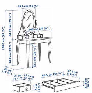 Tocador Ikea Hemnes con banqueta