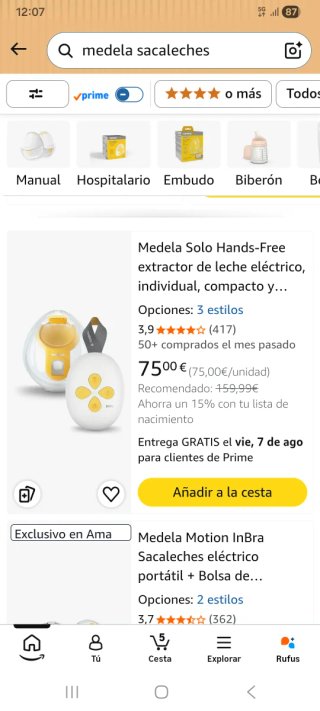 Sacaleches Medela Solo Hands-free Nuevo