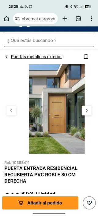 Puerta de entrada PVC Roble 80cm Derecha