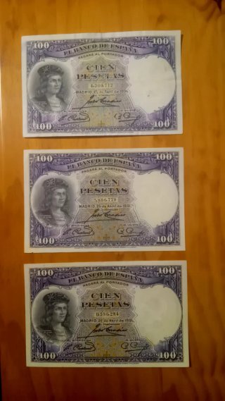 Billetes antiguos: 5000, 2000 1000, 500, 200 y 100