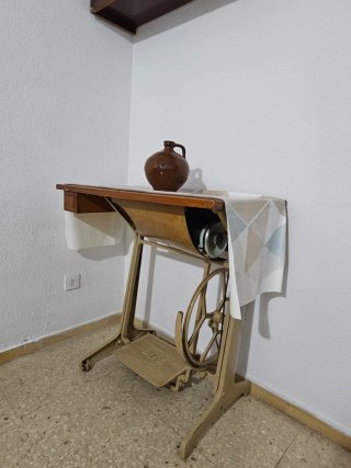Pie Máquina Coser Alfa Madera Metal