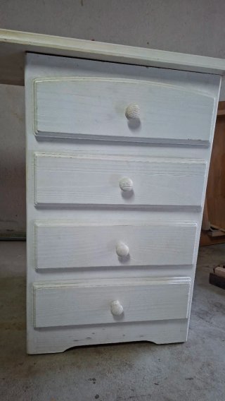 Escritorio madera maciza blanco decapado