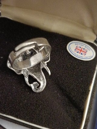 Anillo Plata Elefante Negro Stratton