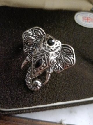 Anillo Plata Elefante Negro Stratton