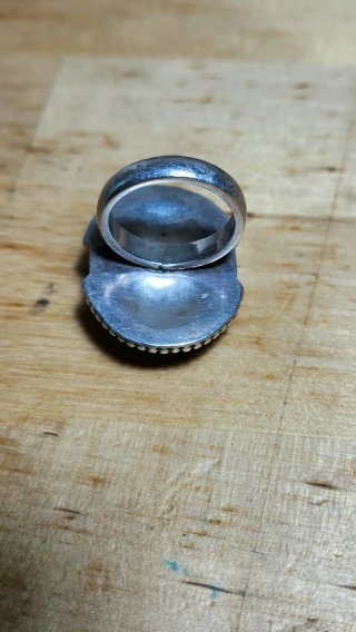 Anillo plata 925 ópalo talla oval grande vintage
