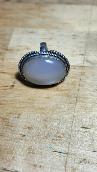 Anillo plata 925 ópalo talla oval grande vintage