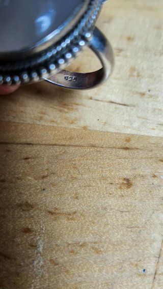 Anillo plata 925 ópalo talla oval grande vintage