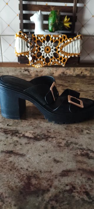 Sandalias tacón negras hebilla talla 39