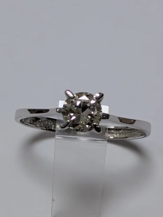 Anillo Oro Blanco Diamante Antiguo