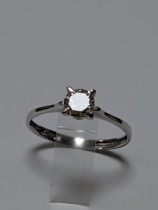 Anillo Oro Blanco Diamante Antiguo