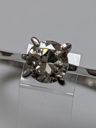 Anillo Oro Blanco Diamante Antiguo