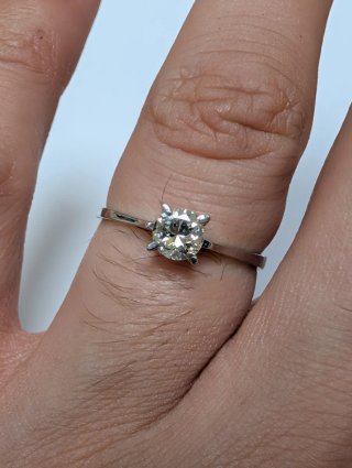 Anillo Oro Blanco Diamante Antiguo