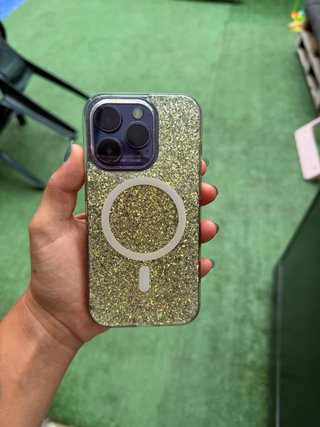 iPhone 14 Pro Funda Glitter Dorado