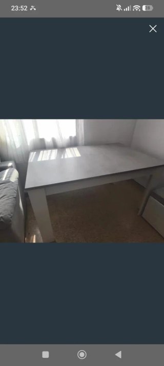 Mesa comedor extensible blanca y gris