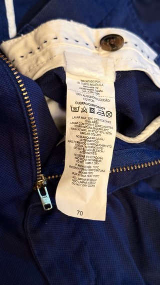 Pantalón chino azul marino 100% algodón Talla 70