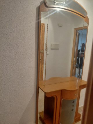 Mueble recibidor con espejo y cajón