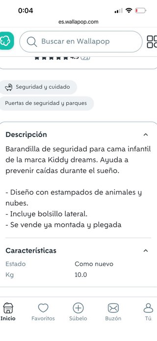 Barandilla Cama Seguridad 2m Nueva