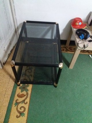 Mesa de centro cristal y metal