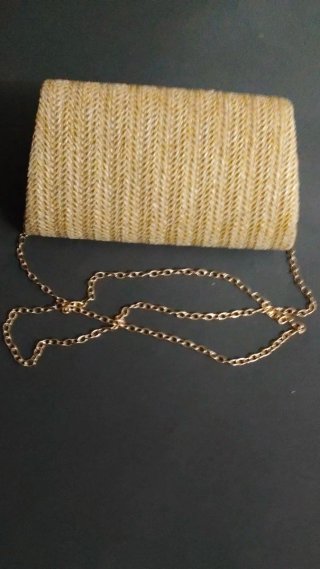 Bolso Clutch Paja Caqui con Flor