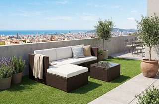 Conjunto de jardín ratán con cojines