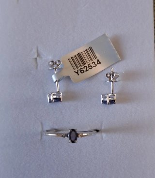 Conjunto anillo y pendientes Zafiro certificado