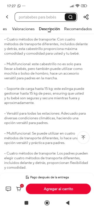 Mochila Portabebés Negra