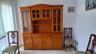 Mueble comedor madera y cristal