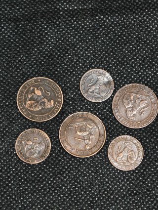 Monedas cobre españolas 1870