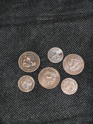Monedas cobre españolas 1870
