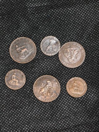 Monedas cobre españolas 1870