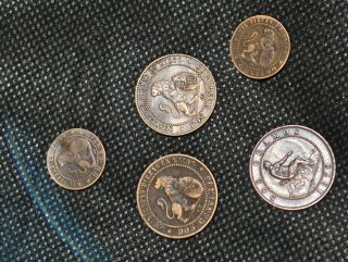 Monedas cobre españolas 1870