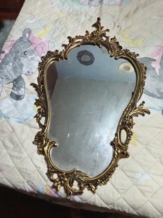 Espejo de bronce antiguo mediados del siglo xx