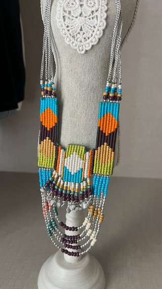 Collar mujer azul multicolor