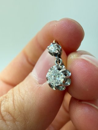Pendientes diamantes antiguos oro 18k franceses
