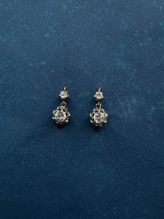 Pendientes diamantes antiguos oro 18k franceses