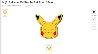 Cojín Peluche 3D Pikachu Pokémon
