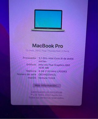 MacBook Pro 13 2017 Plata