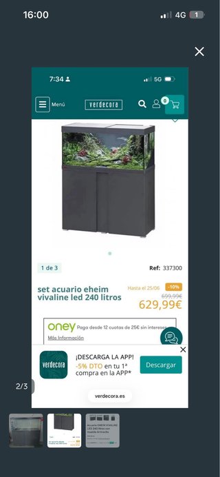 Acuario Eheim Vivaline 240L mas mueble gris.