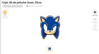 Cojín Peluche 3D Sonic
